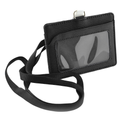 Badge horiz OfBox lanya leather Black