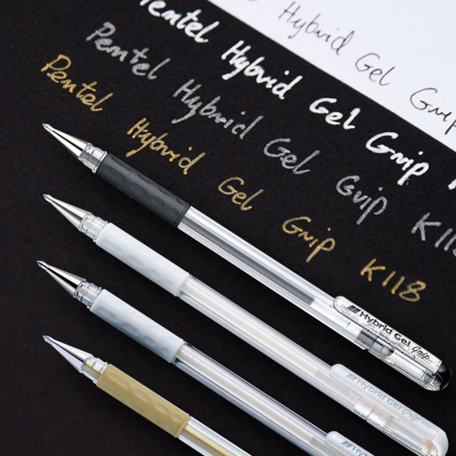 Ролер Pentel Hybrid Metal 0.8мм златен, 1000000000028633 03 