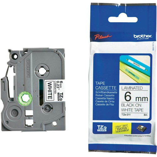 Brother Lamin Tape TZE211 BK/W 6/8 org, 1000000010000255 02 