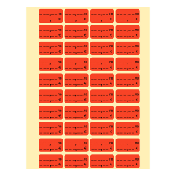 Price labels lv/€ 28/16 red 2000pcs