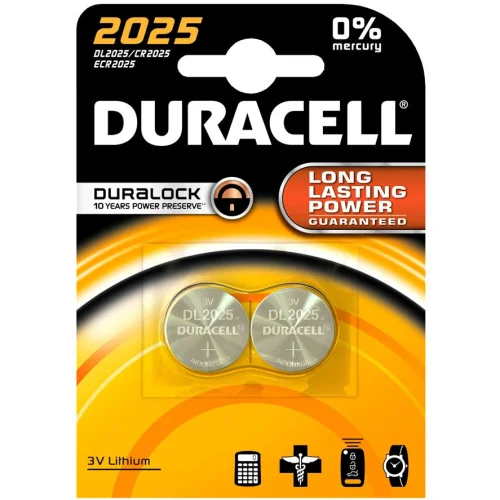 Battery lit. Duracell CR2025 3V pc.2, 1000000000021693