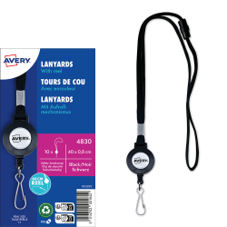 Лента за бадж Avery с ролетка черен 10бр
