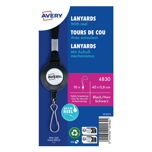 Лента за бадж Avery с ролетка черен 10бр, 1000000000052139 08 