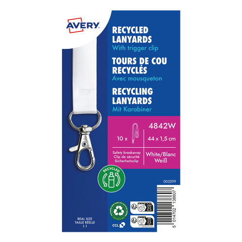 Лента за бадж Avery 44/1.5см бял 10бр, 1000000000052209 02 