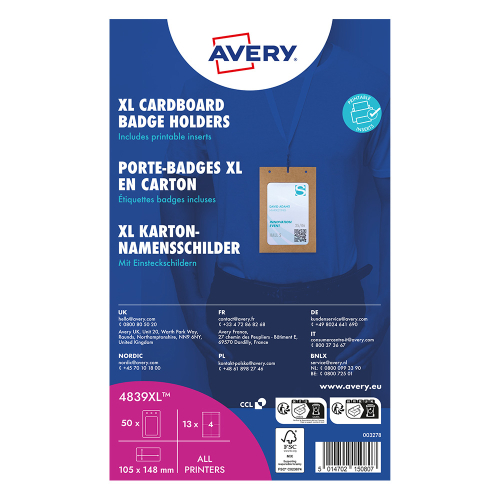 Бадж с лента и етикет Avery A6 кар 50+52, 1000000000052203 07 