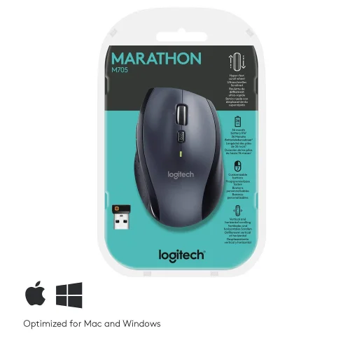 Logitech M705 Marathon Wireless Mouse, Black, 2005099206023901 05 