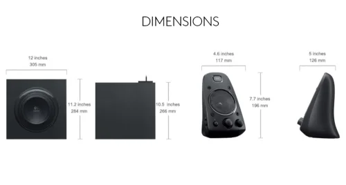 LOGITECH Z623 Speaker System 2.1 - BLACK - 3.5 MM, 2005099206024823 03 