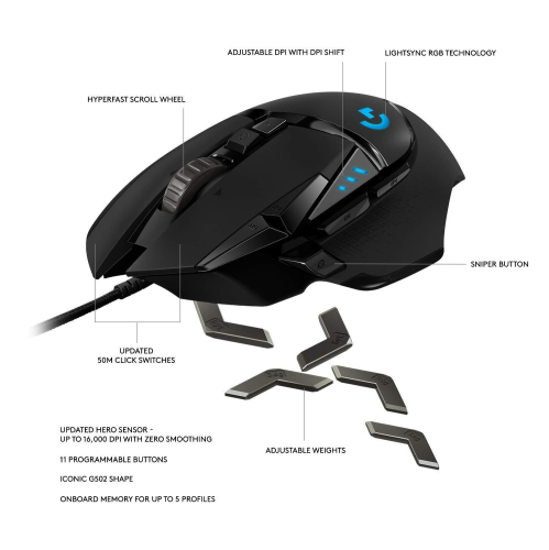 Геймърска мишка Logitech G502 HERO, 2005099206080263 08  — OK Office Геймърска мишка Logitech G502 HERO, 2005099206080263 08