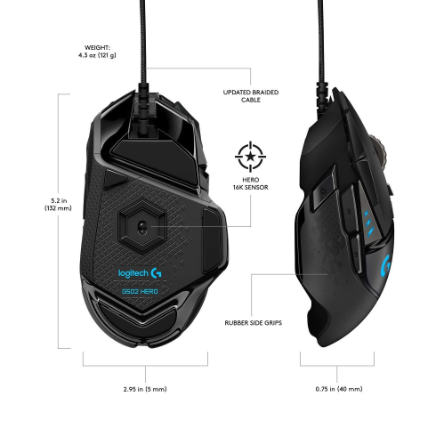 Геймърска мишка Logitech G502 HERO, 2005099206080263 07  — OK Office Геймърска мишка Logitech G502 HERO, 2005099206080263 07