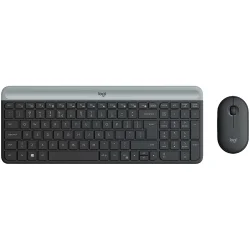 Комплект Logitech MK470 Slim безжична клавиатура+мишка, Silent, графит