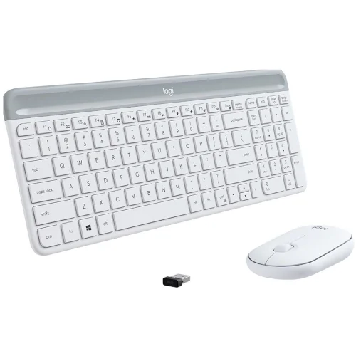 Комплект Logitech MK470 Slim безжична клавиатура+мишка, Silent, бял, 2005099206086616 06 