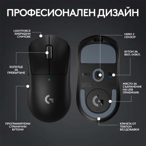 Безжична геймърска мишка Logitech G Pro X Superlight 2, черен, 2005099206104525 07 