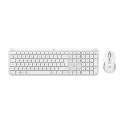 Комплект Logitech MK950 безжична клавиатура + мишка, Silent, бял