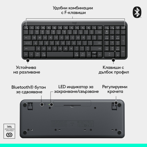 Комплект Logitech MK250 Bluetooth клавиатура + мишка, сив, 2005099206130982 05 