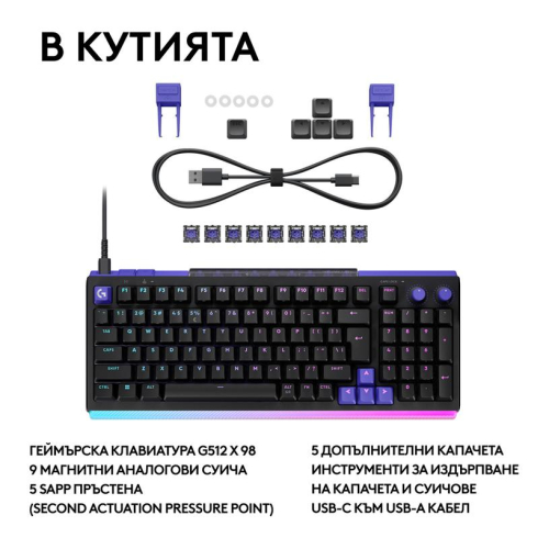 Геймърска клавиатура Logitech G512 X 98, черен, 2005099206133679 06 