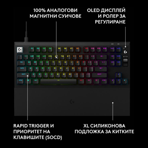 Геймърска клавиатура Logitech G Pro X2 RAPID TKL, черен, 2005099206134430 02 