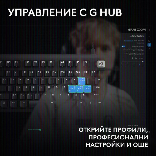Геймърска клавиатура Logitech G Pro X2 RAPID TKL, черен, 2005099206134430 07 
