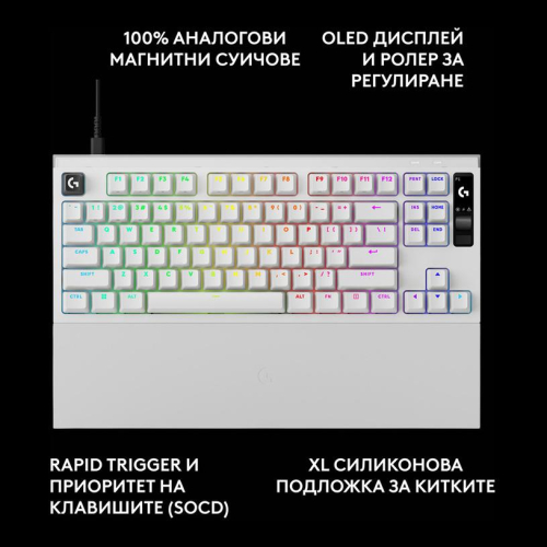 Геймърска клавиатура Logitech G Pro X2 RAPID TKL, бял, 2005099206134478 02 