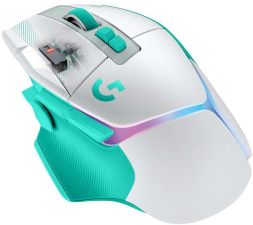 Безжична геймърска мишка Logitech G502 X Plus, бял/зелен, 2005099206136632 06 