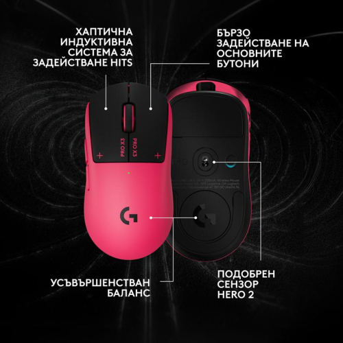 Безжична геймърска мишка Logitech G Pro X3 Superstrike, розов, 2005099206139657 02 