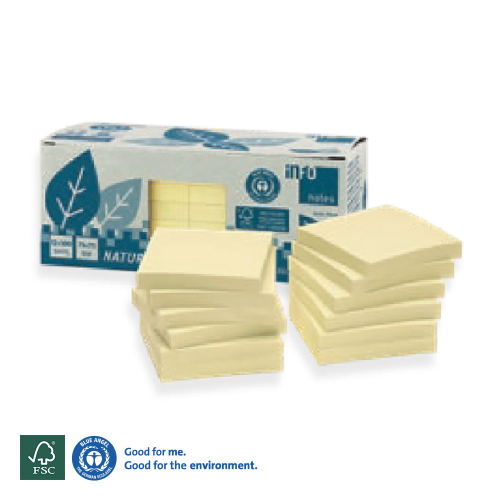 Sticky notes 75/75 recycle yell 12X100sh, 1000000000051058