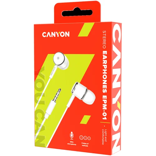 CANYON Stereo earphones with microphone, White, 2005291485001599 02 