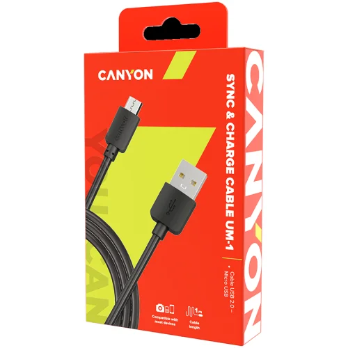 Кабел Canyon Micro USB/USB M1B чрн 1м, 1000000000027411 05 
