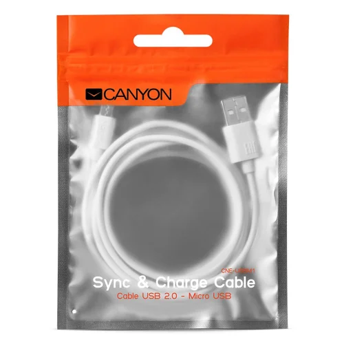 Canyon Micro USB/USB M1W cable white 1m, 1000000000027412 02 