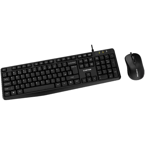 Комплект CANYON USB клавиатура + 3D жична мишка, черен, 2005291485002473
