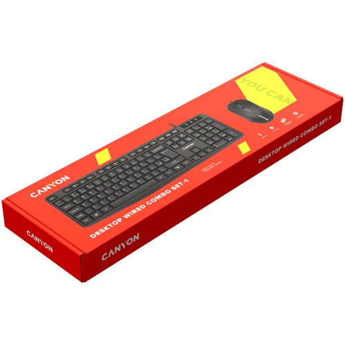 Комплект CANYON USB клавиатура + 3D жична мишка, черен, 2005291485002473 02 