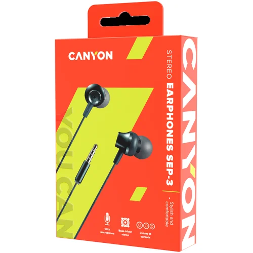 CANYON Stereo earphones with microphone, CNS-CEP3DG, dark grey, 2005291485002855 02 