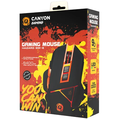 Геймърска мишка Canyon SGM6 Gaming USB черна/оранж, 2005291485003029 06 