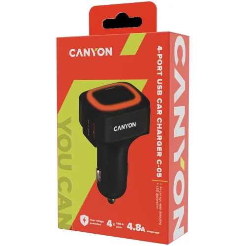 Canyon car charger  4XUSB 4.8A black, 1000000000031578 06 