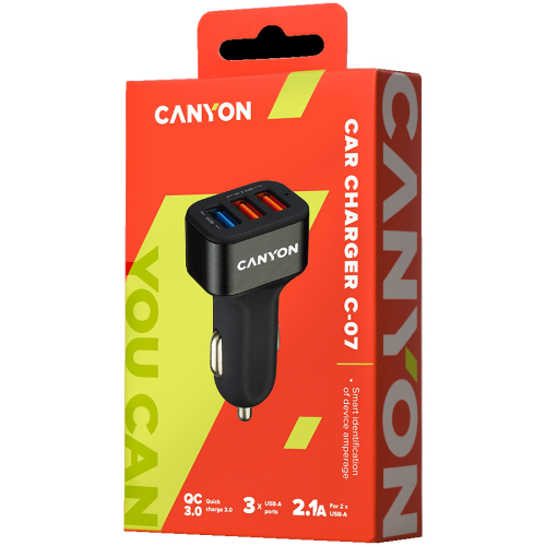 Зарядно за кола Canyon 3XUSB Quick чрн, 1000000000031579 06 