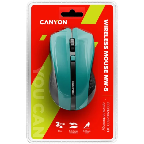 Безжична мишка Canyon CNE-CMSW05G, оптична, зелена, 2005291485003708 04 