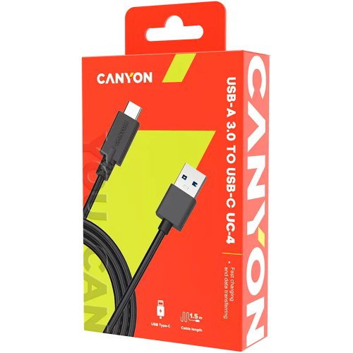Chargin cable Canyon USB-C/USB UC-4 1.5m, 1000000000042207 02 