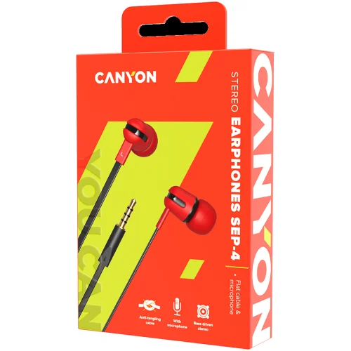 CANYON SEP-4 Stereo earphone with microphone, red, 2005291485004439 02 