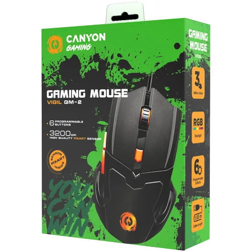 Мишка Canyon GM-2 Gaming Rgb черна/оранж, 1000000000037119 15 