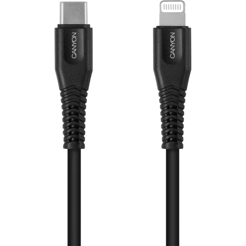 Canyon USB-C/Lightning cable 1.2m black, 1000000000036665
