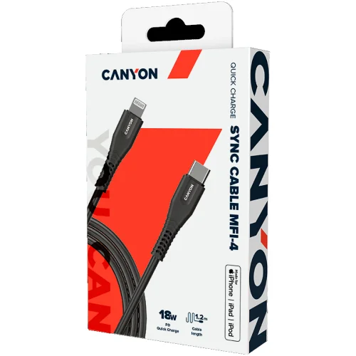 Кабел Canyon USB-C/Lightning 1.2м черен, 1000000000036665 08 