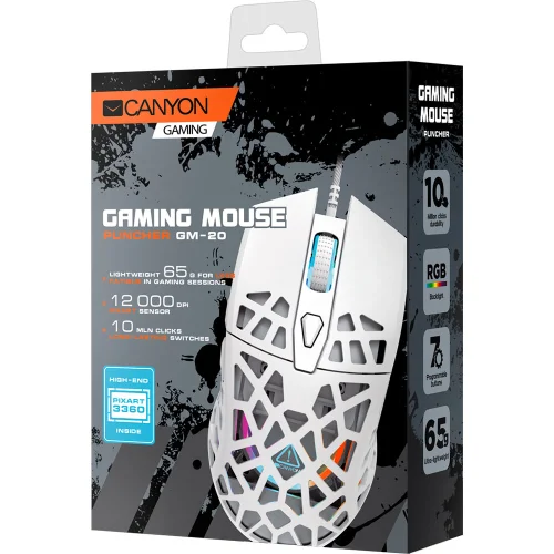 Мишка Canyon GM-20 Rgb бяла Gaming, 1000000000039829 06 