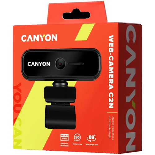 Уеб камера Canyon C2N CNE-HWC2N, микрофон, Full HD (1920x1080@30fps), черна, 2005291485007812 03 