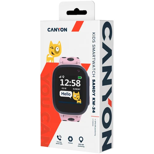 CANYON Sandy KW-34, Kids smartwatch, Pink, 2005291485008000 06 