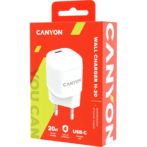 Зарядно Canyon 220V USB-C 20W W05 бял, 1000000000040194 03 