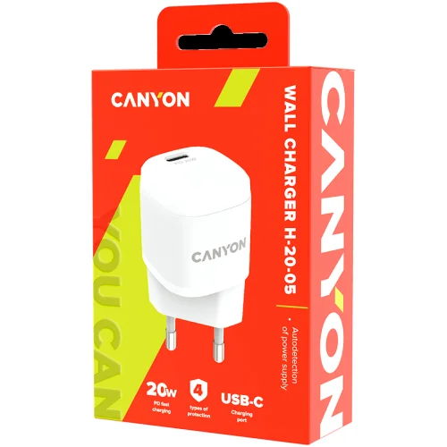 Зарядно Canyon 220V USB-C 20W W05 бял, 1000000000040194 07 