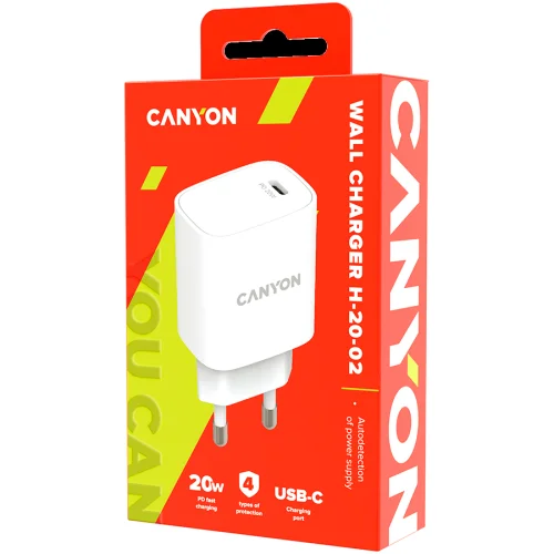 Зарядно Canyon 220V USB-C 20W W02 бял, 1000000000040196 06 