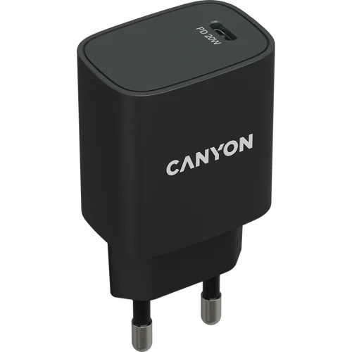 Зарядно Canyon 220V USB-C 20W B02 черен, 1000000000040197