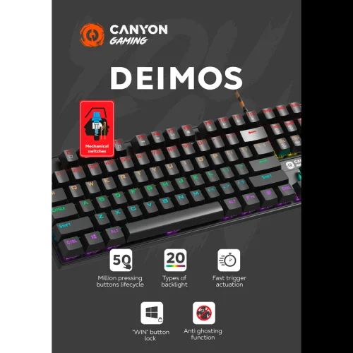 Геймърска клавиатура CANYON Canyon Deimos GK-4 Mechanical colorful lighting system104PCS, rainbow backlight LED, 2005291485008826 04 