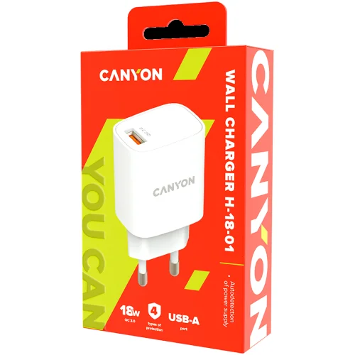 Power Adapter Canyon 220V USB-А/C 18W H-, 1000000000042216 06 