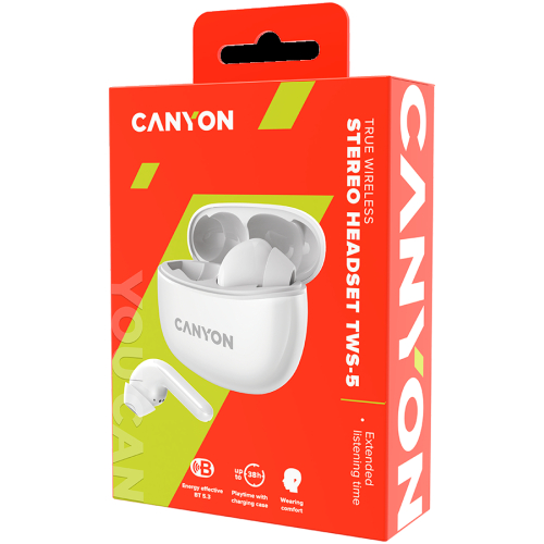 Безжични слушалки тапиCanyon TWS-5 бял, 1000000000041104 06  — OK Office Безжични слушалки тапиCanyon TWS-5 бял, 1000000000041104 06